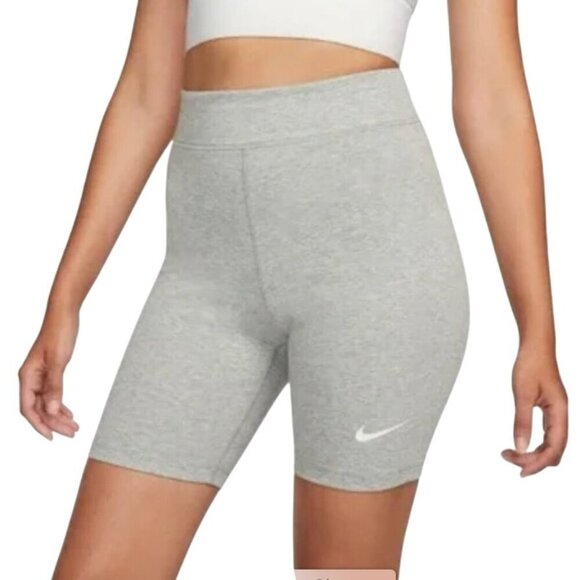 Nike Womens Medium High-Waisted 8" Biker Shorts Tight Fit Grey NWT Workout Yoga - Picture 1 of 6